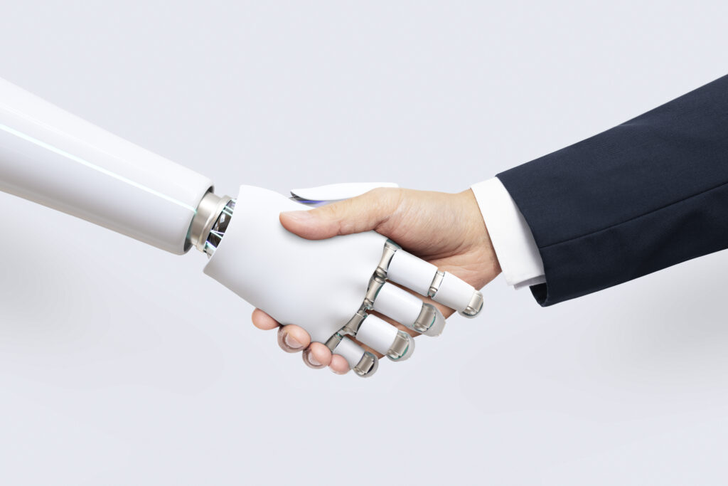 Human and robot handshake – AI and human collaboration conclusion